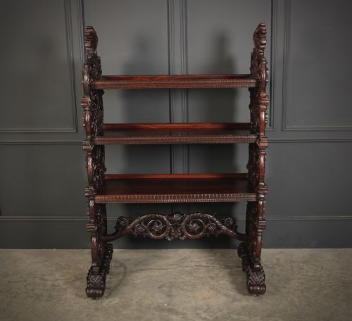 MAGNIFICENT BURMESE CARVED PADAUK WOOD 3 TIER BUFFET - ADDITIONAL PHOTO 1