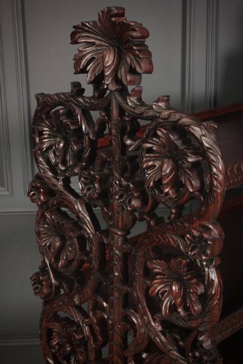 MAGNIFICENT BURMESE CARVED PADAUK WOOD 3 TIER BUFFET - ADDITIONAL PHOTO 2
