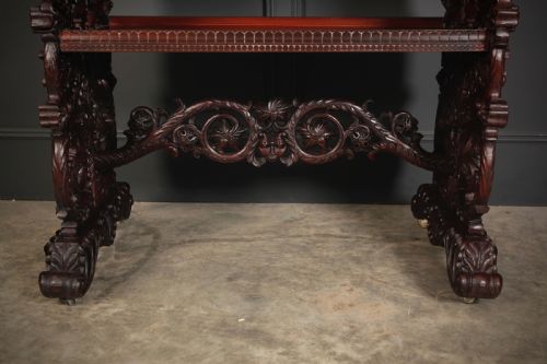 MAGNIFICENT BURMESE CARVED PADAUK WOOD 3 TIER BUFFET - ADDITIONAL PHOTO 3