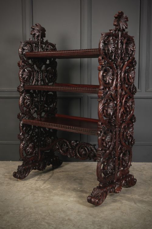 MAGNIFICENT BURMESE CARVED PADAUK WOOD 3 TIER BUFFET - ADDITIONAL PHOTO 4
