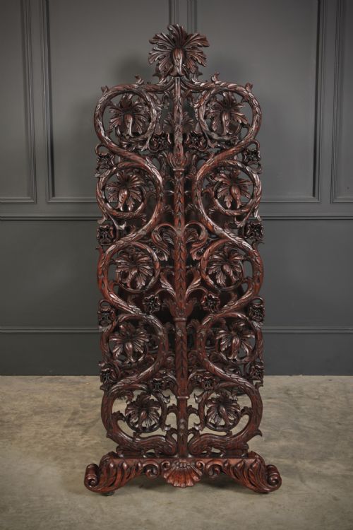 MAGNIFICENT BURMESE CARVED PADAUK WOOD 3 TIER BUFFET - ADDITIONAL PHOTO 5