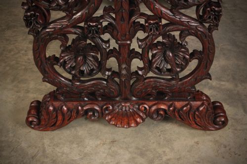 MAGNIFICENT BURMESE CARVED PADAUK WOOD 3 TIER BUFFET - ADDITIONAL PHOTO 7