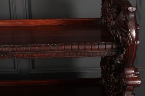 MAGNIFICENT BURMESE CARVED PADAUK WOOD 3 TIER BUFFET - ADDITIONAL PHOTO 8