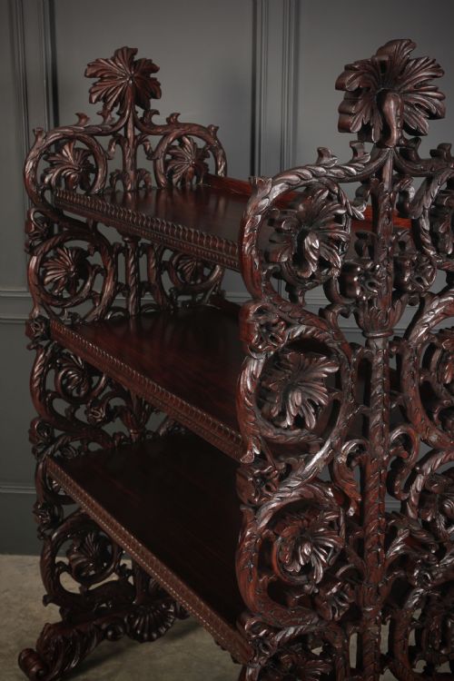 MAGNIFICENT BURMESE CARVED PADAUK WOOD 3 TIER BUFFET - ADDITIONAL PHOTO 9
