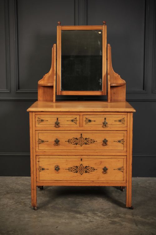 SATIN BIRCH STENCILLED DRESSING TABLE CHEST - ADDITIONAL PHOTO 1