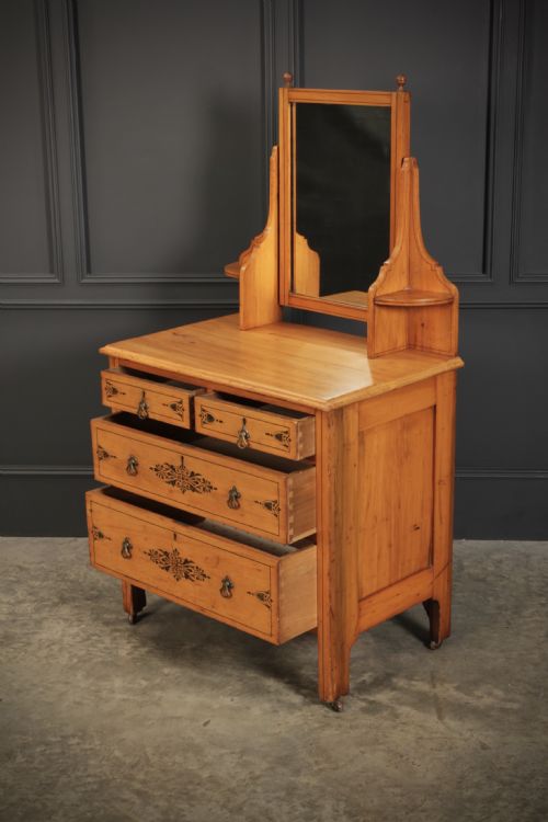 SATIN BIRCH STENCILLED DRESSING TABLE CHEST - ADDITIONAL PHOTO 3