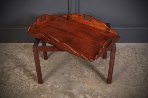 VICTORIAN MAHOGANY FOLDING BUTLERS TRAY ON STAND - ADDITIONAL PHOTO 2
