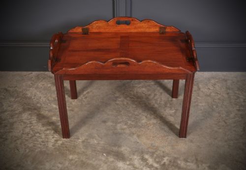 VICTORIAN MAHOGANY FOLDING BUTLERS TRAY ON STAND - ADDITIONAL PHOTO 3