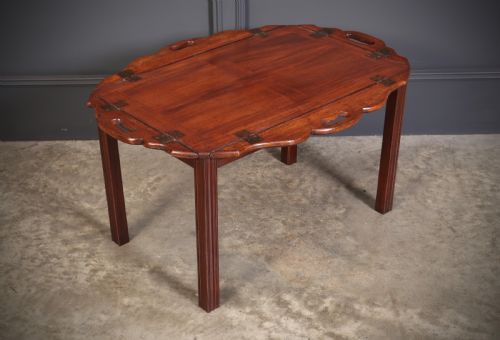 VICTORIAN MAHOGANY FOLDING BUTLERS TRAY ON STAND - ADDITIONAL PHOTO 4