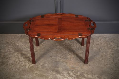 VICTORIAN MAHOGANY FOLDING BUTLERS TRAY ON STAND - ADDITIONAL PHOTO 5