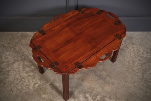 VICTORIAN MAHOGANY FOLDING BUTLERS TRAY ON STAND - ADDITIONAL PHOTO 6