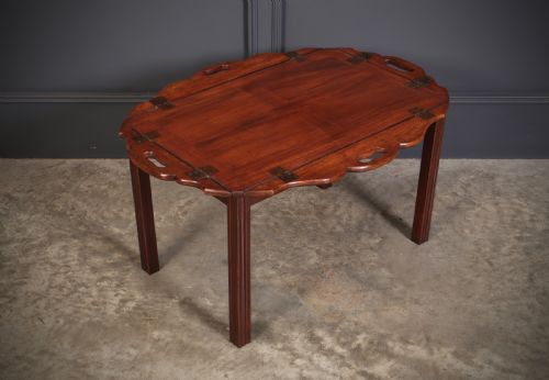 VICTORIAN MAHOGANY FOLDING BUTLERS TRAY ON STAND - ADDITIONAL PHOTO 7