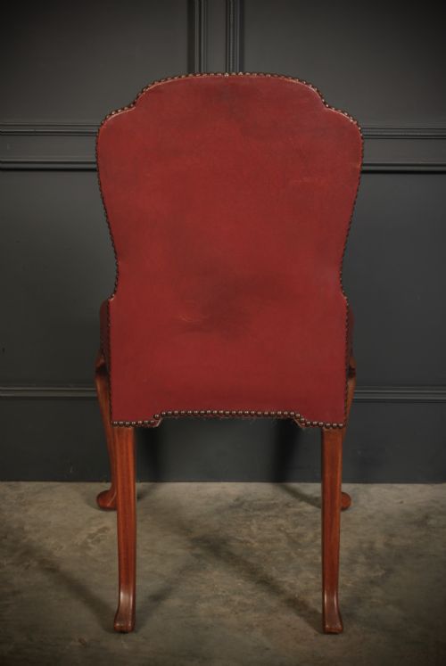 PAIR OF QUEEN ANNE STYLE WALNUT LEATHER CHAIRS - ADDITIONAL PHOTO 6