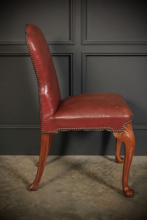 PAIR OF QUEEN ANNE STYLE WALNUT LEATHER CHAIRS - ADDITIONAL PHOTO 7