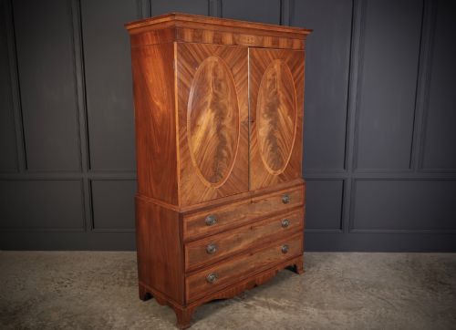 REGENCY INLAID MAHOGANY GENTLEMANS WARDROBE - ADDITIONAL PHOTO 1