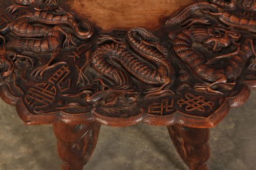 CHINESE CARVED OCTAGONAL OCCASIONAL TABLE - ADDITIONAL PHOTO 2