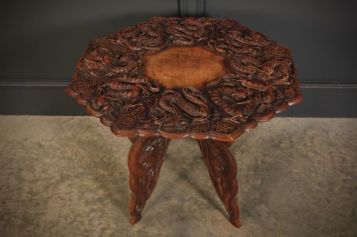 CHINESE CARVED OCTAGONAL OCCASIONAL TABLE - ADDITIONAL PHOTO 5
