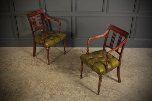 fig 1. Pair Of George III Mahogany & Leather Chairs