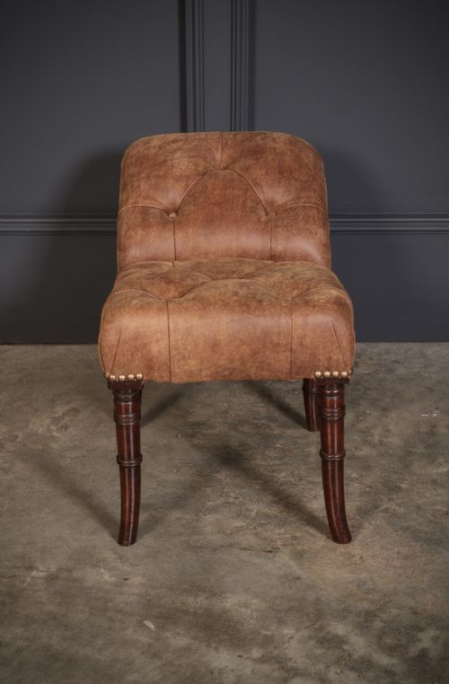 REGENCY MAHOGANY LEATHER FOOTSTOOL - ADDITIONAL PHOTO 1