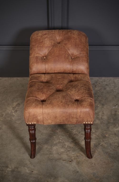 REGENCY MAHOGANY LEATHER FOOTSTOOL - ADDITIONAL PHOTO 2