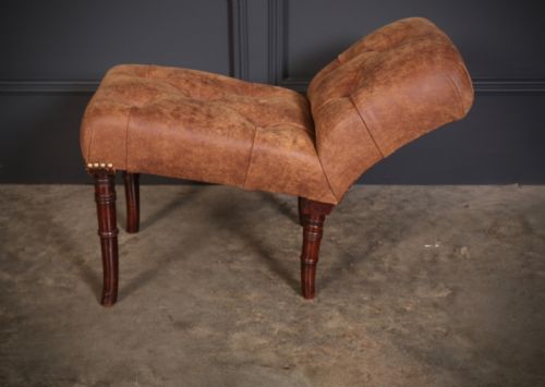 REGENCY MAHOGANY LEATHER FOOTSTOOL - ADDITIONAL PHOTO 5