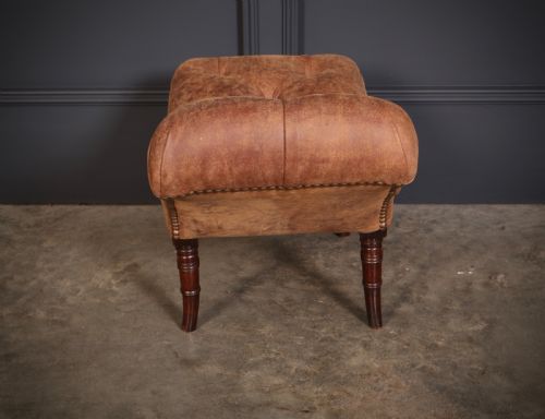 REGENCY MAHOGANY LEATHER FOOTSTOOL - ADDITIONAL PHOTO 6