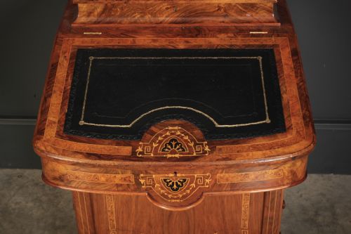 VICTORIAN WALNUT MARQUETRY INLAID DAVENPORT DESK - ADDITIONAL PHOTO 2