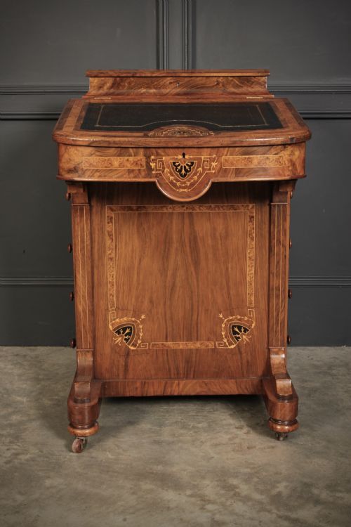 VICTORIAN WALNUT MARQUETRY INLAID DAVENPORT DESK - ADDITIONAL PHOTO 4