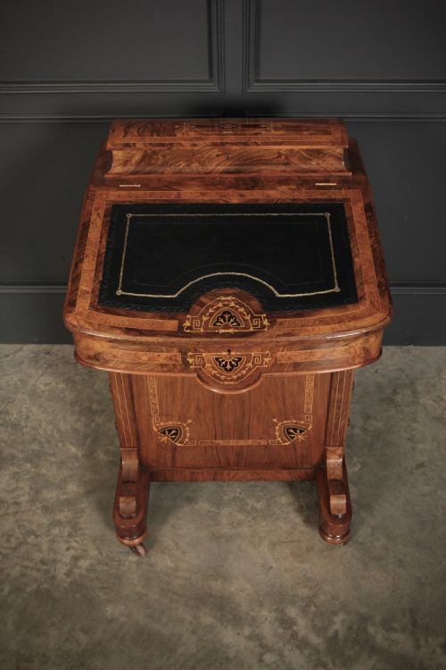 VICTORIAN WALNUT MARQUETRY INLAID DAVENPORT DESK - ADDITIONAL PHOTO 8