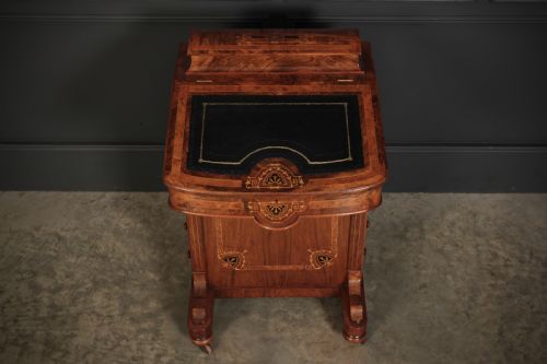 VICTORIAN WALNUT MARQUETRY INLAID DAVENPORT DESK - ADDITIONAL PHOTO 9