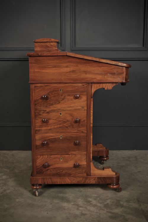 VICTORIAN WALNUT MARQUETRY INLAID DAVENPORT DESK - ADDITIONAL PHOTO 10