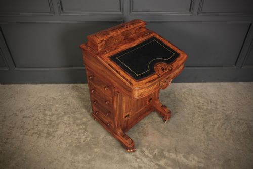 VICTORIAN WALNUT MARQUETRY INLAID DAVENPORT DESK - ADDITIONAL PHOTO 11