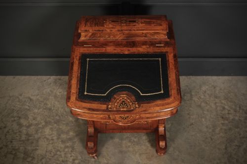 VICTORIAN WALNUT MARQUETRY INLAID DAVENPORT DESK - ADDITIONAL PHOTO 20