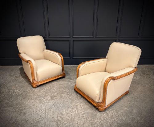 ART DECO WALNUT LEATHER 3PIECE SUITE - ADDITIONAL PHOTO 1