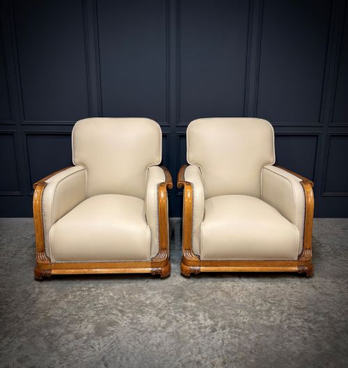 ART DECO WALNUT LEATHER 3PIECE SUITE - ADDITIONAL PHOTO 2