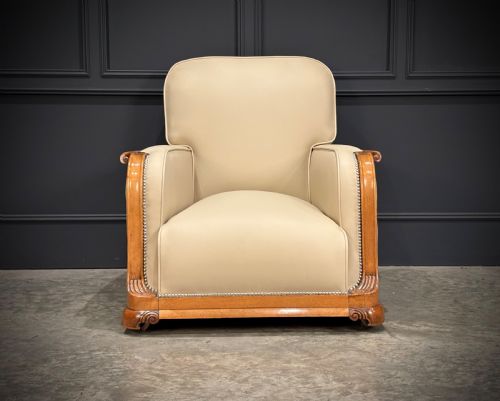 ART DECO WALNUT LEATHER 3PIECE SUITE - ADDITIONAL PHOTO 4