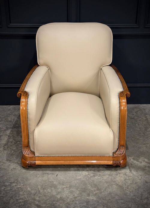 ART DECO WALNUT LEATHER 3PIECE SUITE - ADDITIONAL PHOTO 7