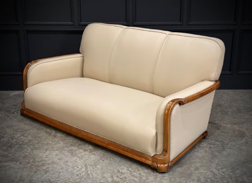 ART DECO WALNUT LEATHER 3PIECE SUITE - ADDITIONAL PHOTO 18