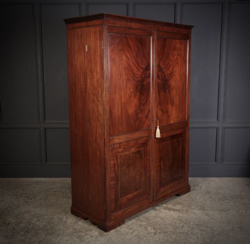 18th Century Mahogany & Amboyna Wardrobe