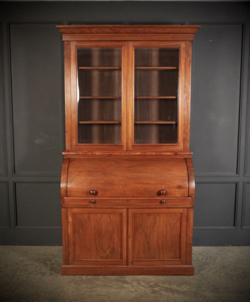 WALNUT CYLINDER BUREAU BOOKCASE - ADDITIONAL PHOTO 1