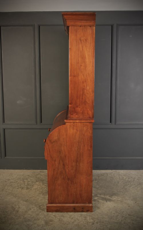 WALNUT CYLINDER BUREAU BOOKCASE - ADDITIONAL PHOTO 7