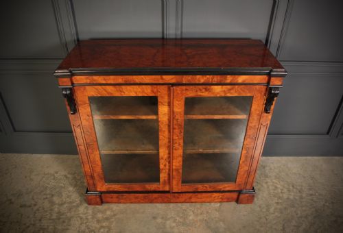 VICTORIAN GLAZED FIGURED WALNUT BOOKCASE - ADDITIONAL PHOTO 3