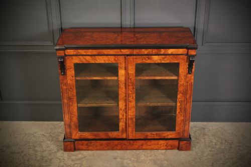 VICTORIAN GLAZED FIGURED WALNUT BOOKCASE - ADDITIONAL PHOTO 9