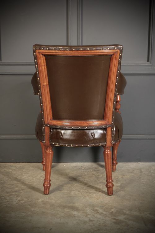 PAIR OF VICTORIAN MAHOGANY LEATHER LIBRARY ARMCHAIRS - ADDITIONAL PHOTO 7