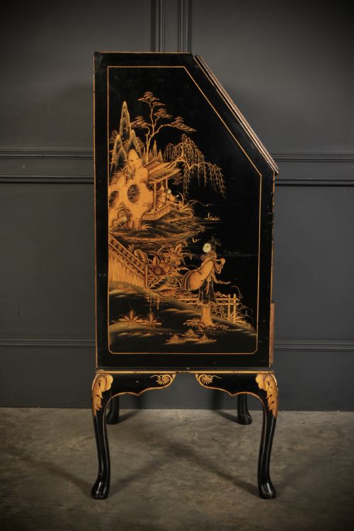 BLACK JAPANNED CHINOISERIE SLIM BUREAU - ADDITIONAL PHOTO 13