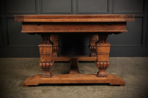 SOLID OAK PARQUETRY TOP EXTENDING DINING TABLE - ADDITIONAL PHOTO 4