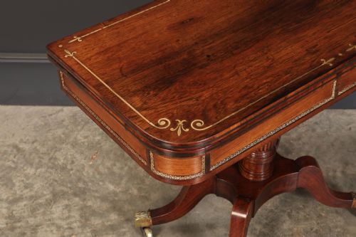 REGENCY ROSEWOOD BRASS INLAID CARD TABLE - ADDITIONAL PHOTO 2