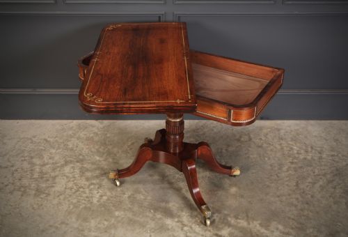 REGENCY ROSEWOOD BRASS INLAID CARD TABLE - ADDITIONAL PHOTO 10