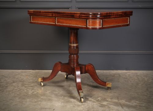 REGENCY ROSEWOOD BRASS INLAID CARD TABLE - ADDITIONAL PHOTO 12