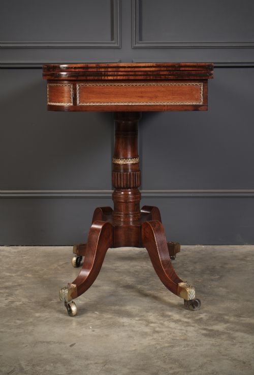 REGENCY ROSEWOOD BRASS INLAID CARD TABLE - ADDITIONAL PHOTO 13